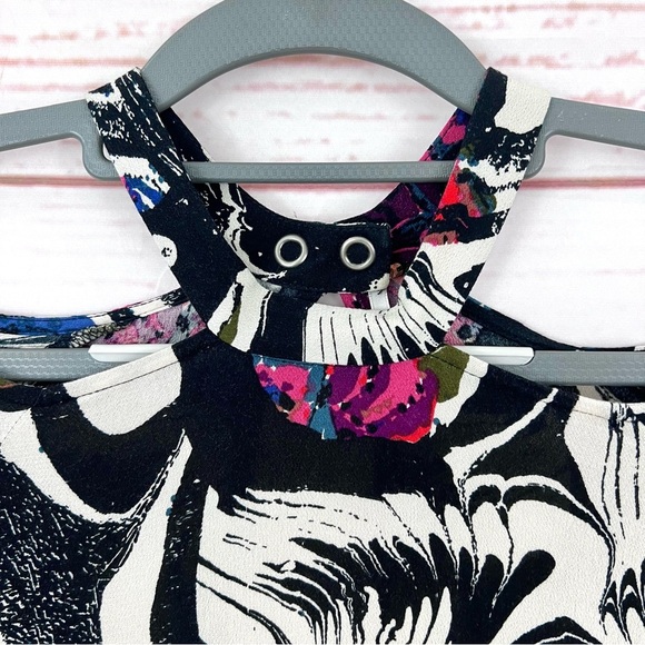 Free People Drift Away Boho High Collar Cold Shoulder Modern Swing Tunic Dress - Picture 7 of 13